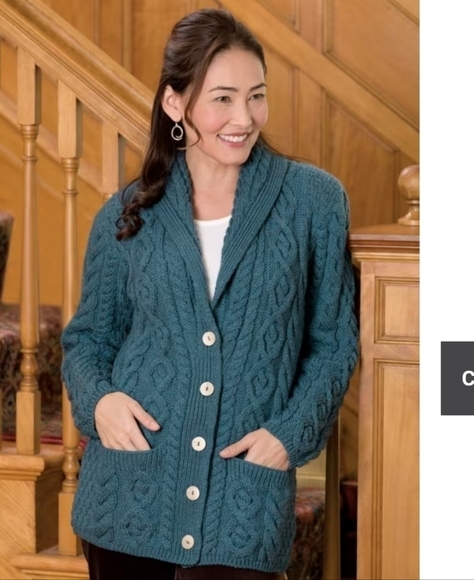 Shannon Woolen Mills Irish merino wool shawl collar Cardigan Sweater siz… - Picture 1 of 7